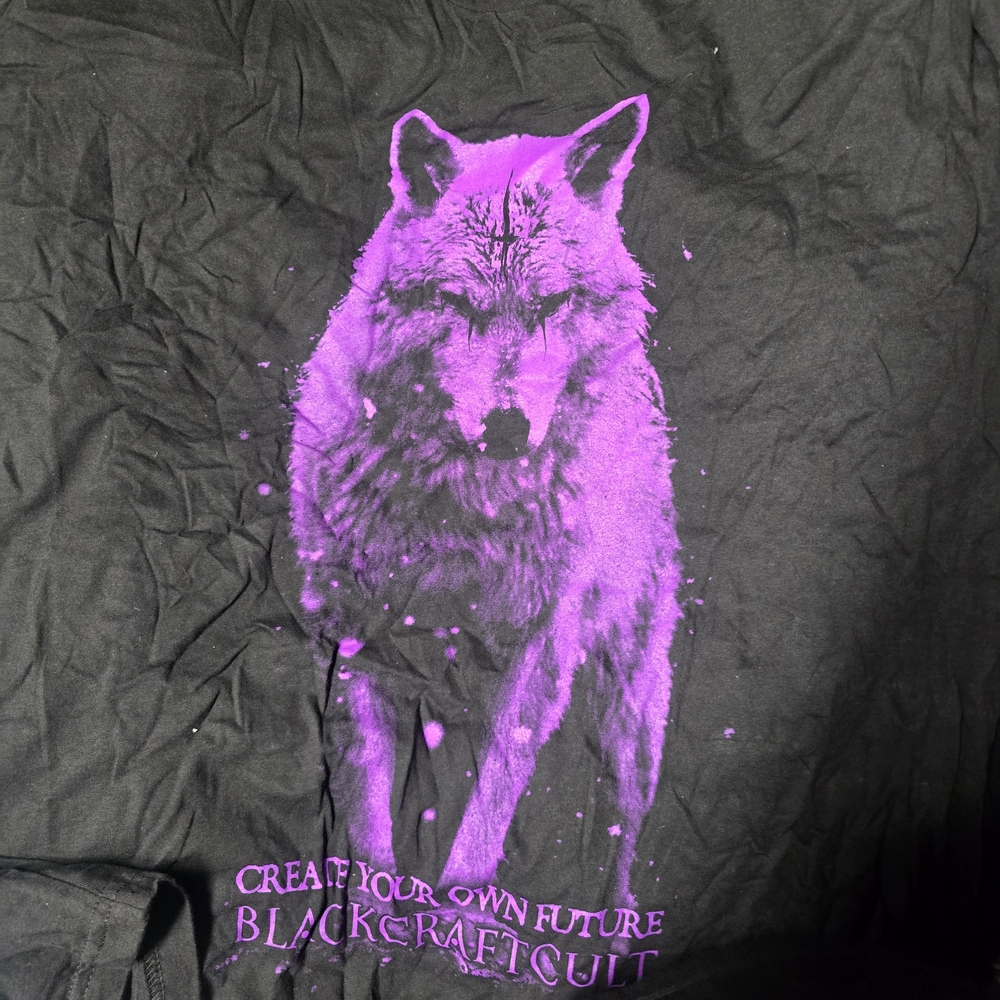 Blackcraft Cult Black and Purple Wolf Graphic Men's Shirt